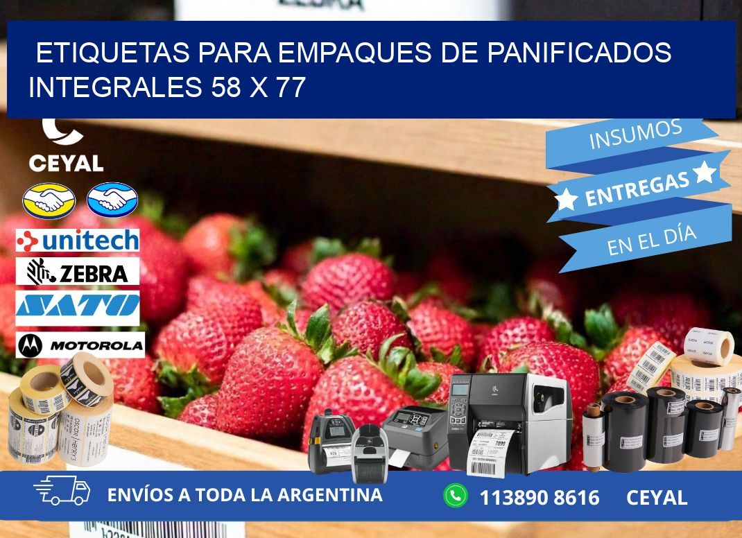 Etiquetas para empaques de panificados integrales 58 x 77