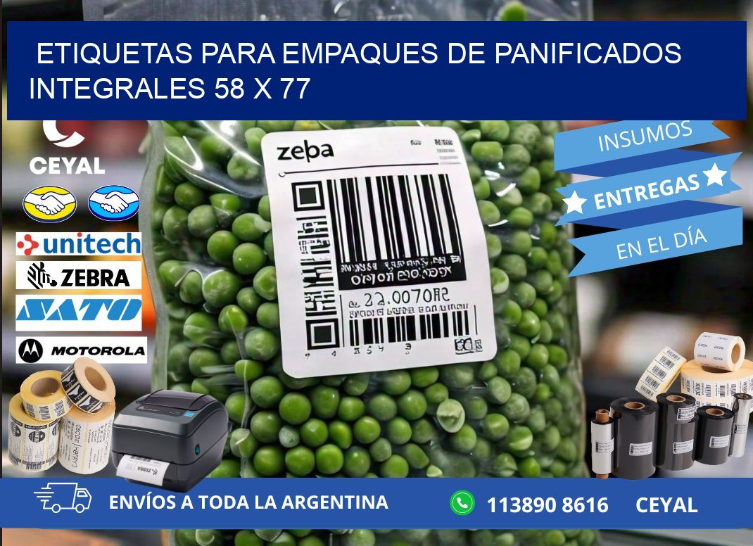 Etiquetas para empaques de panificados integrales 58 x 77
