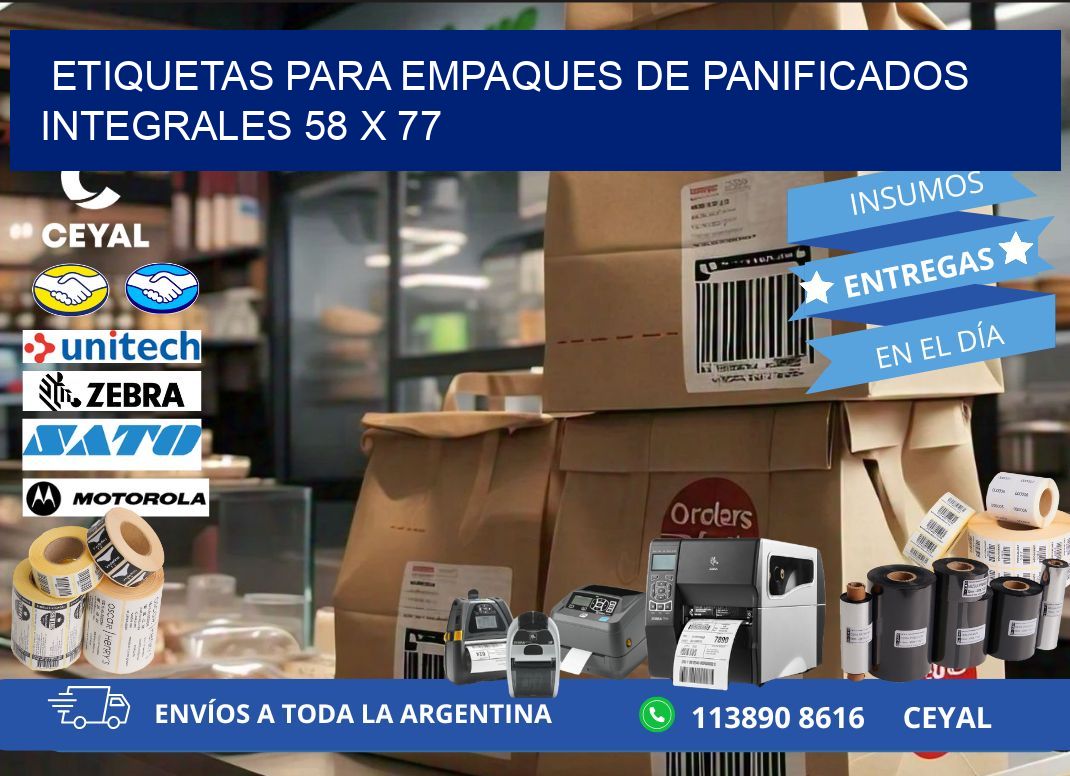 Etiquetas para empaques de panificados integrales 58 x 77