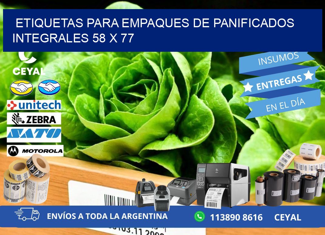 Etiquetas para empaques de panificados integrales 58 x 77