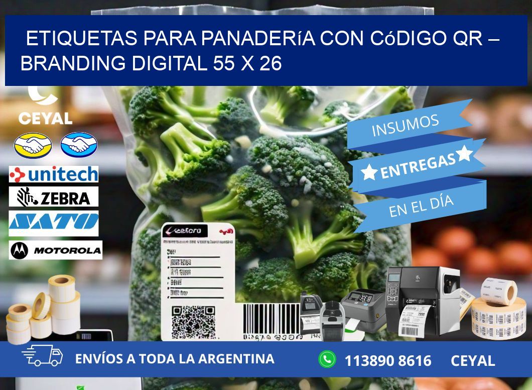 Etiquetas para panadería con código QR – Branding digital 55 x 26