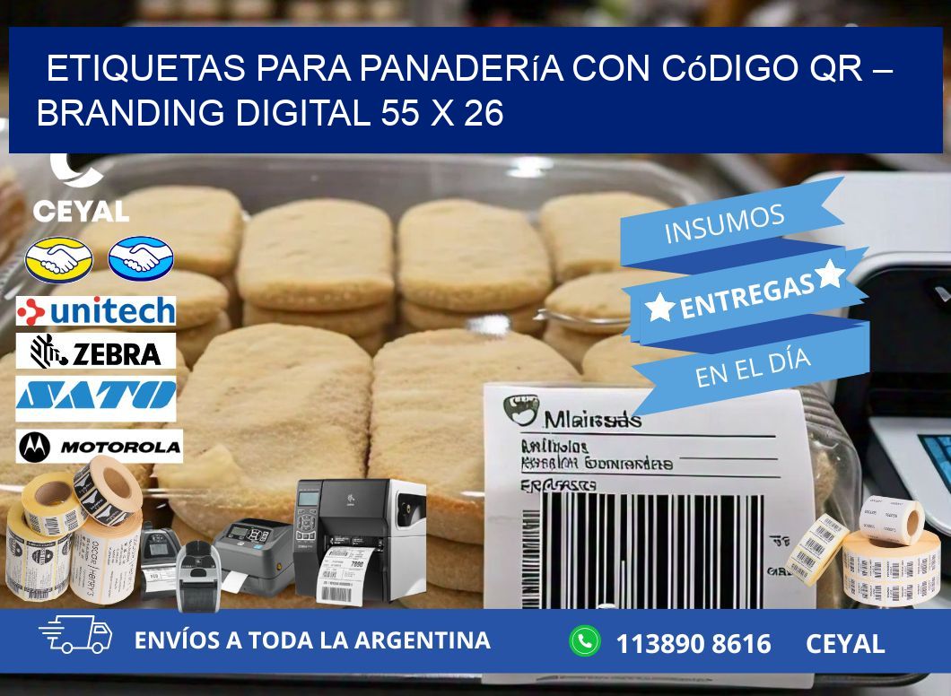 Etiquetas para panadería con código QR – Branding digital 55 x 26