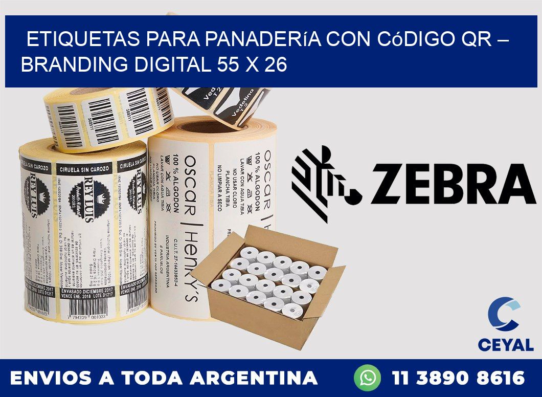 Etiquetas para panadería con código QR – Branding digital 55 x 26