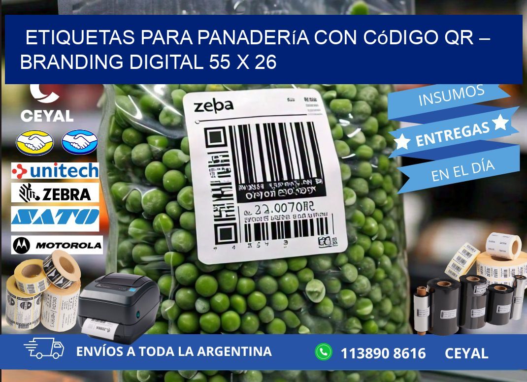 Etiquetas para panadería con código QR – Branding digital 55 x 26