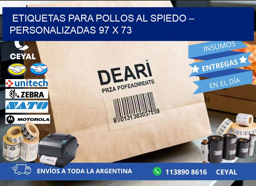 Etiquetas para pollos al spiedo – Personalizadas 97 x 73