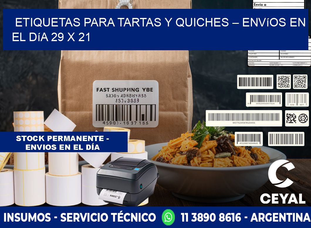 Etiquetas para tartas y quiches – Envíos en el día 29 x 21