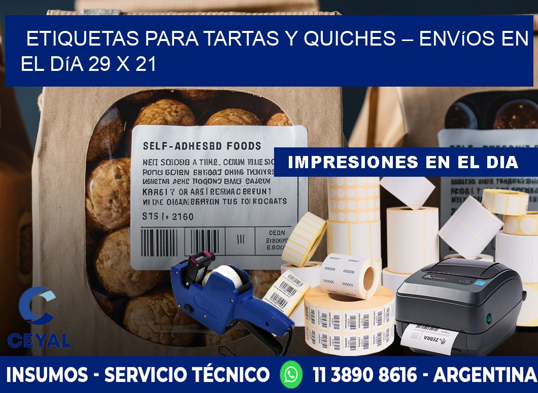 Etiquetas para tartas y quiches – Envíos en el día 29 x 21