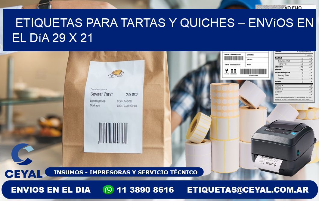Etiquetas para tartas y quiches – Envíos en el día 29 x 21