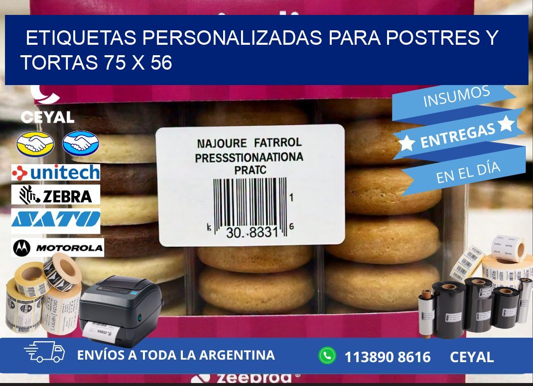 Etiquetas personalizadas para postres y tortas 75 x 56