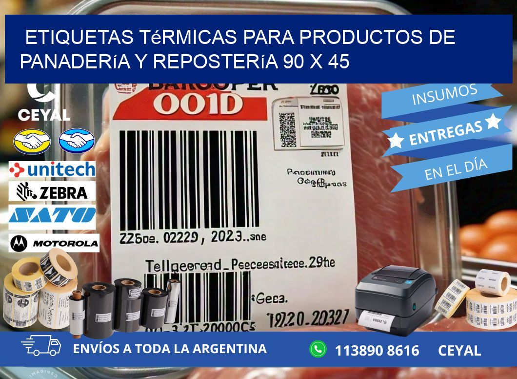 Etiquetas térmicas para productos de panadería y repostería 90 x 45