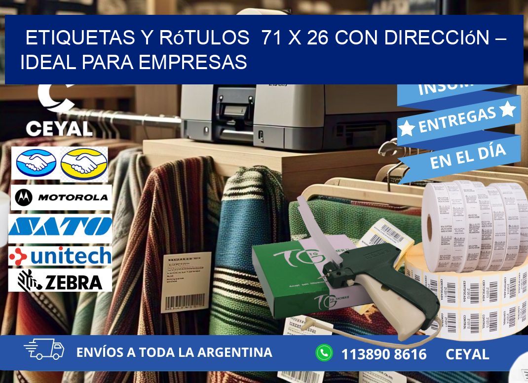Etiquetas y Rótulos  71 x 26 con Dirección – Ideal para Empresas