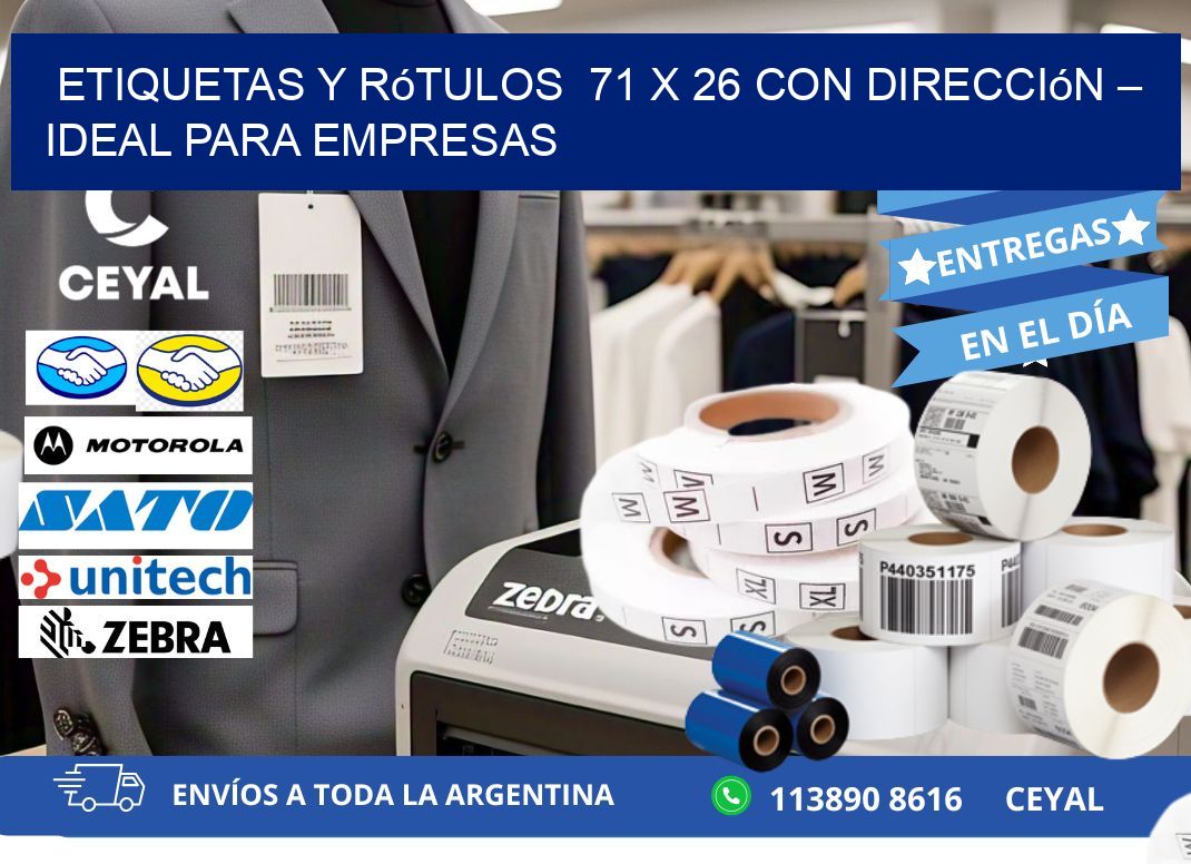 Etiquetas y Rótulos  71 x 26 con Dirección – Ideal para Empresas