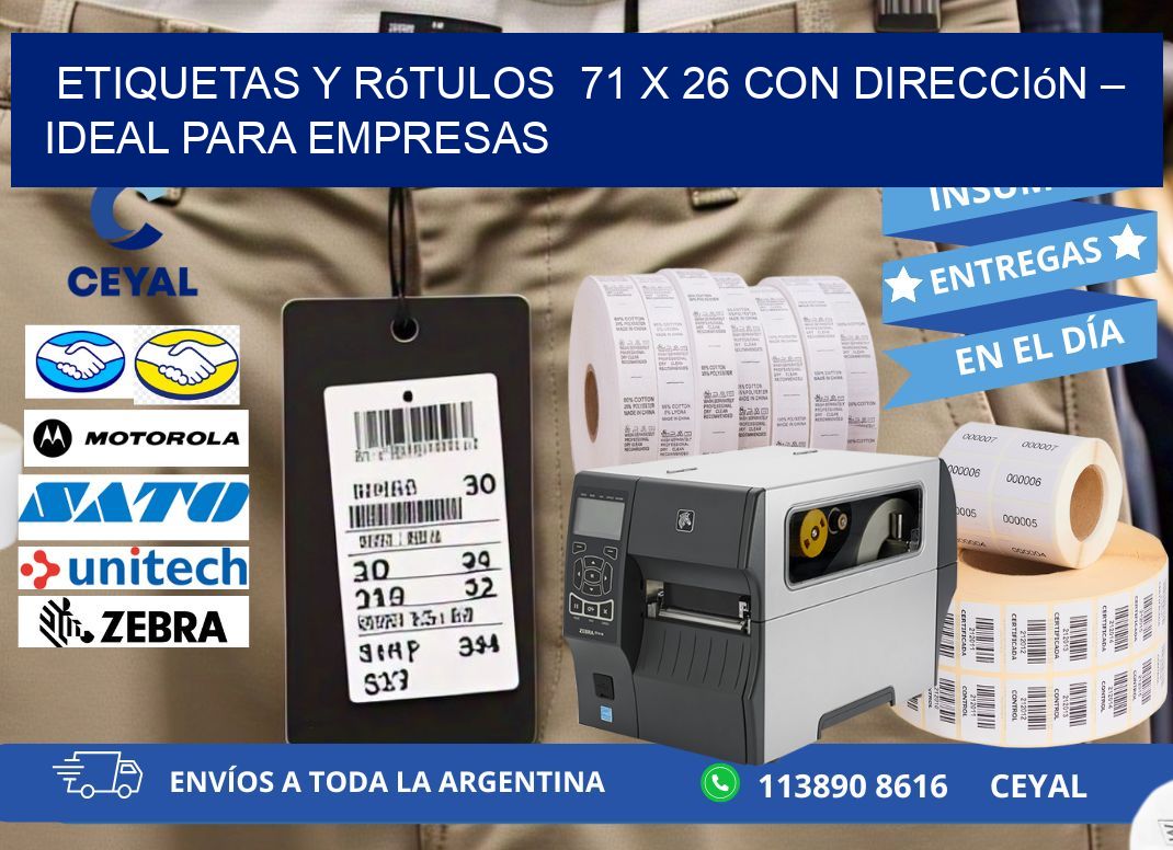 Etiquetas y Rótulos  71 x 26 con Dirección – Ideal para Empresas