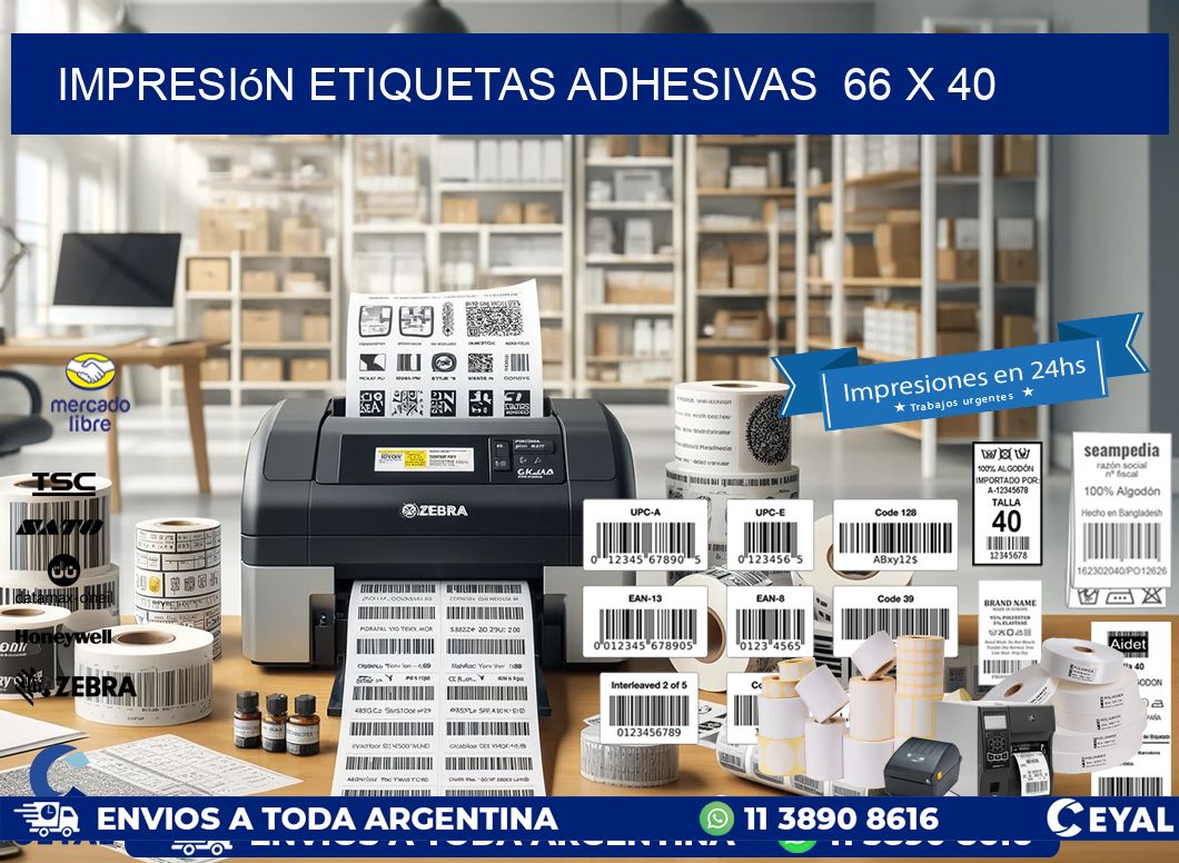 Impresión Etiquetas adhesivas  66 x 40