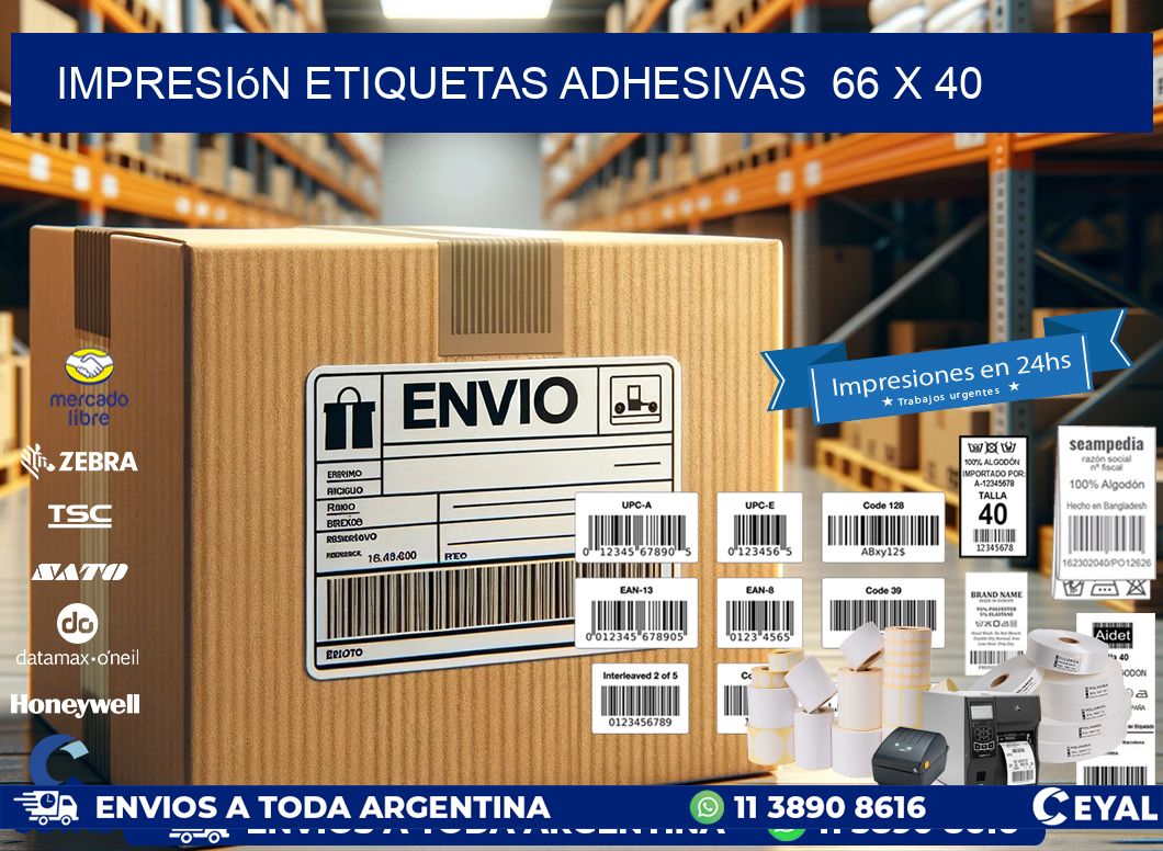 Impresión Etiquetas adhesivas  66 x 40