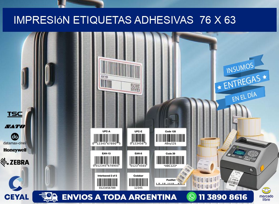Impresión Etiquetas adhesivas  76 x 63