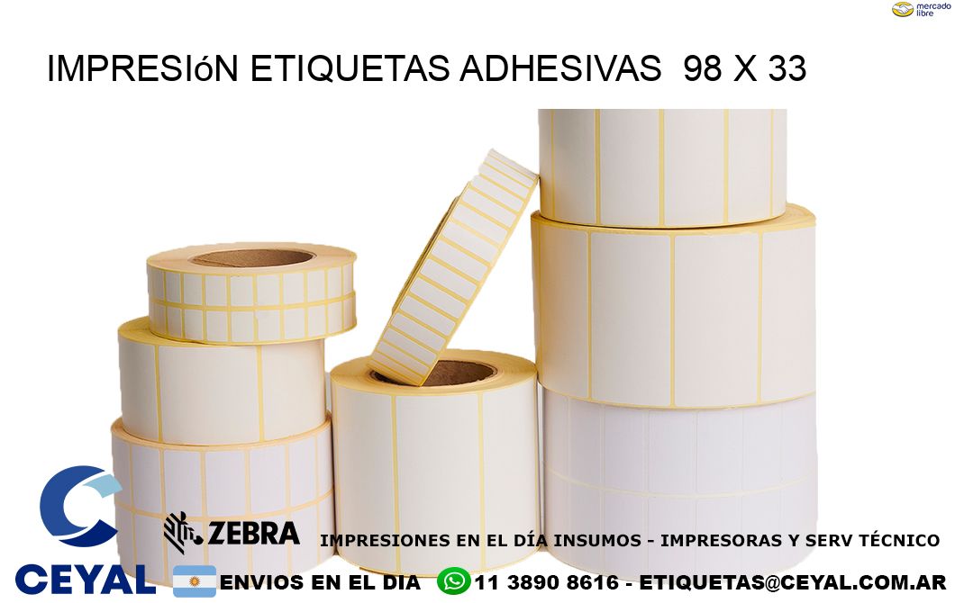 Impresión Etiquetas adhesivas  98 x 33