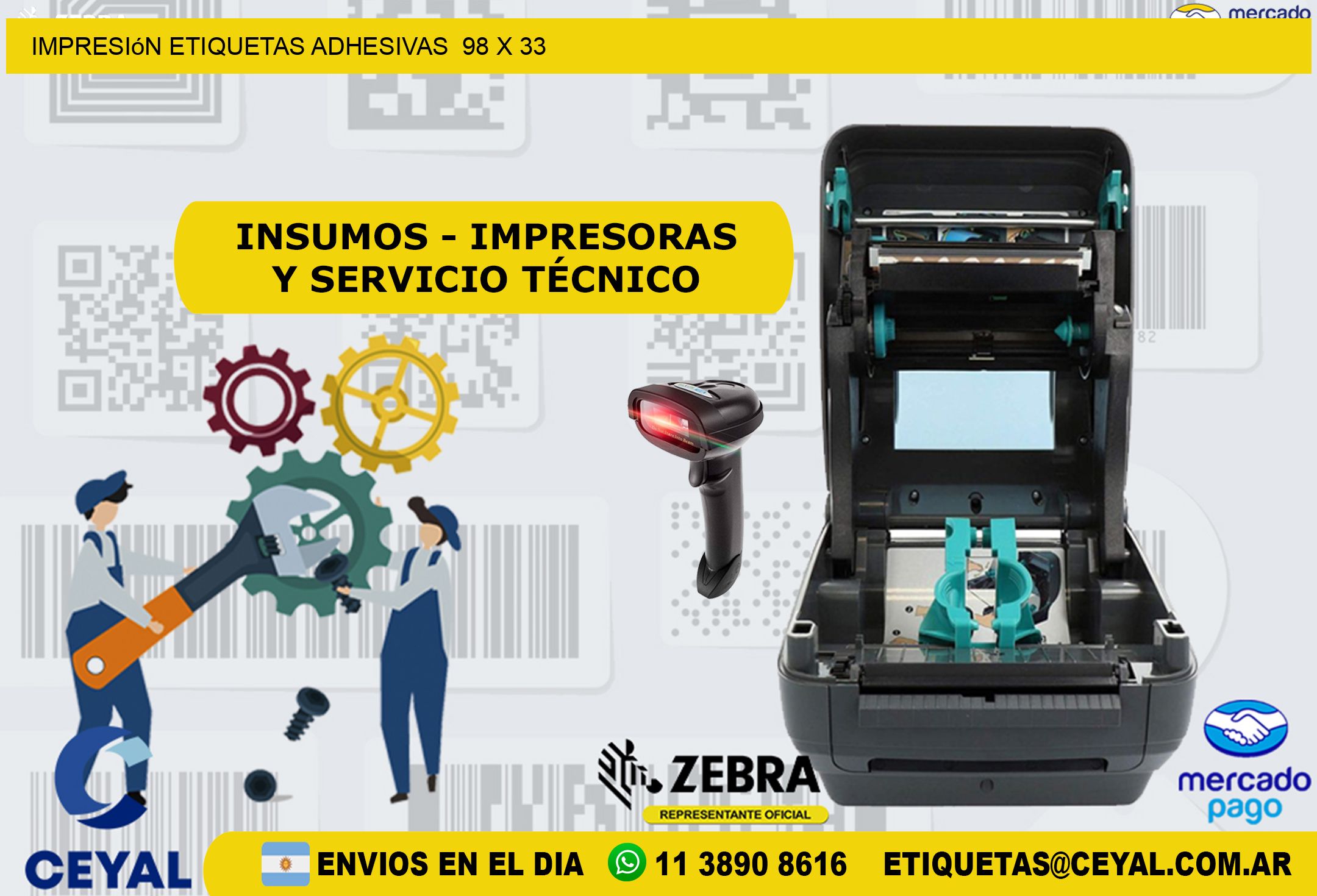 Impresión Etiquetas adhesivas  98 x 33