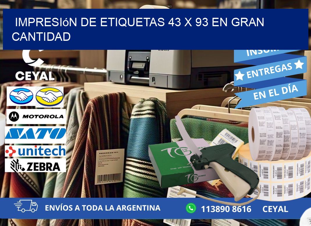 Impresión de Etiquetas 43 x 93 en Gran Cantidad