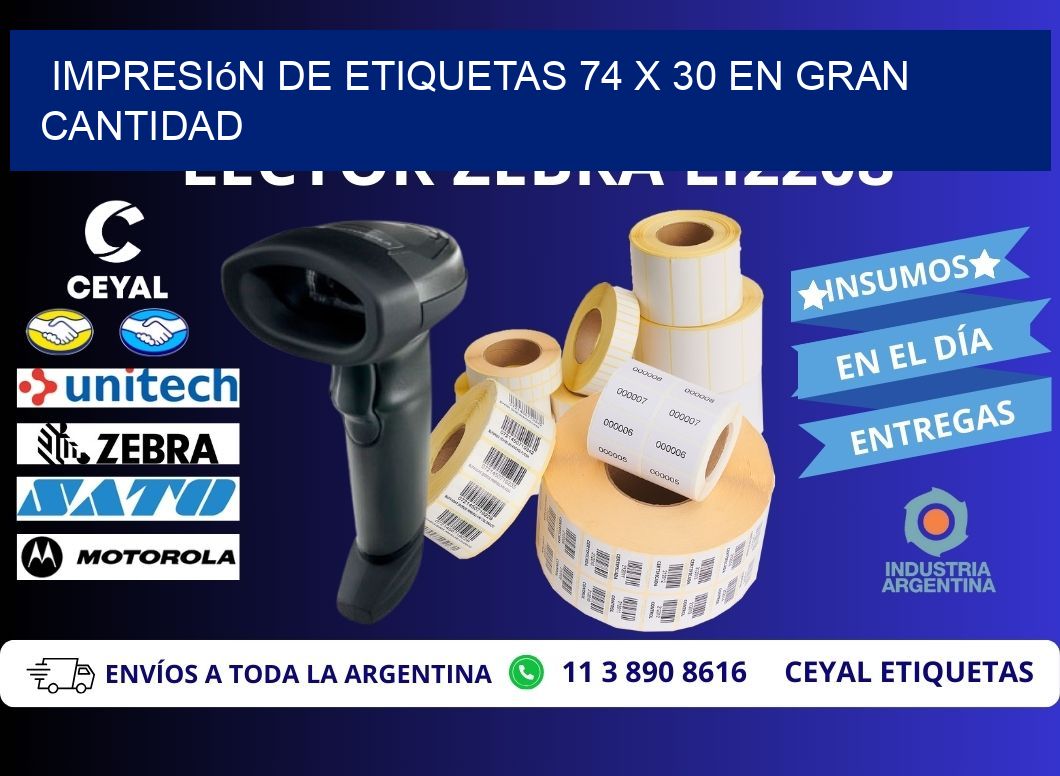 Impresión de Etiquetas 74 x 30 en Gran Cantidad