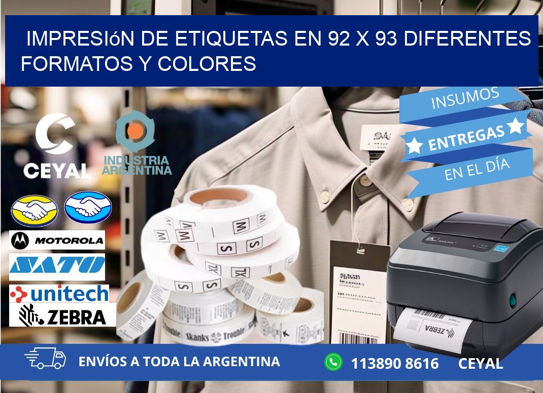 Impresión de Etiquetas en 92 x 93 Diferentes Formatos y Colores