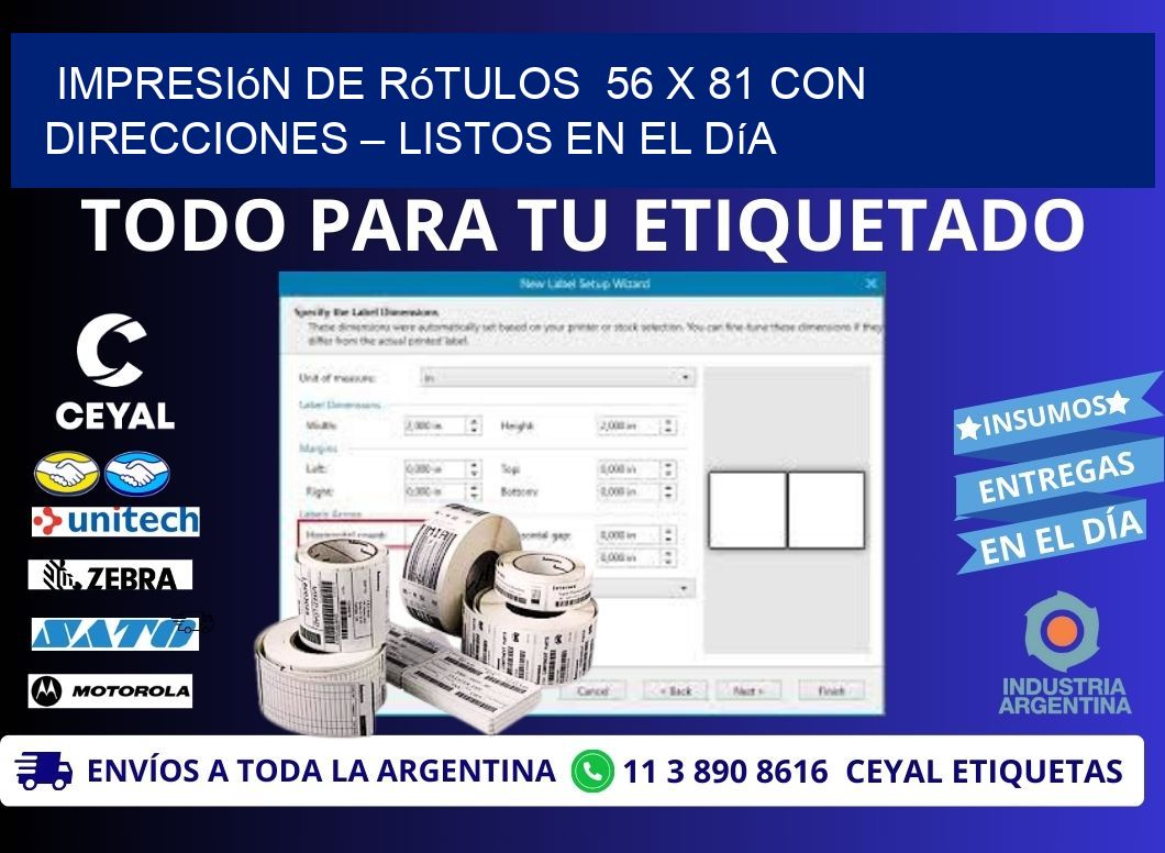 Impresión de Rótulos 56 x 81 con Direcciones – Listos en el Día