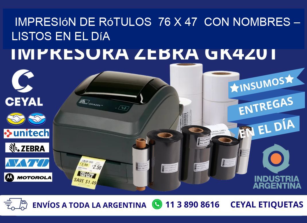 Impresión de Rótulos 76 x 47 con Nombres – Listos en el Día