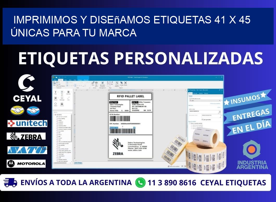 Imprimimos y Diseñamos Etiquetas 41 x 45 Únicas para tu marca
