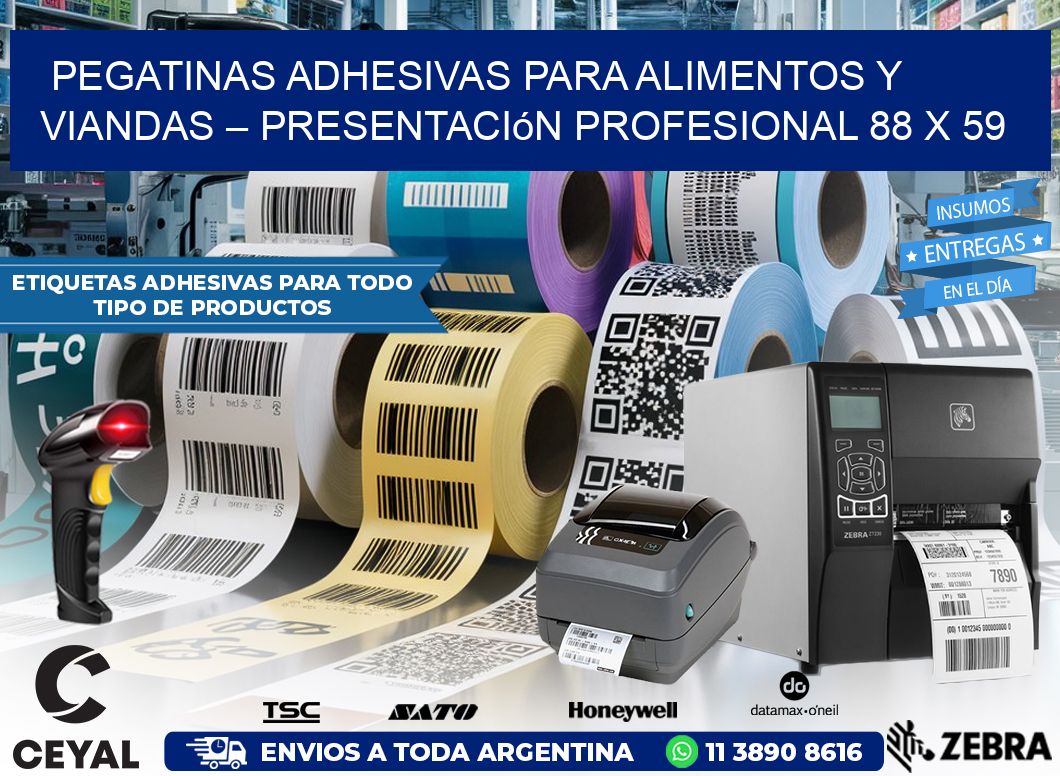 Pegatinas Adhesivas para Alimentos y Viandas – Presentación Profesional 88 x 59