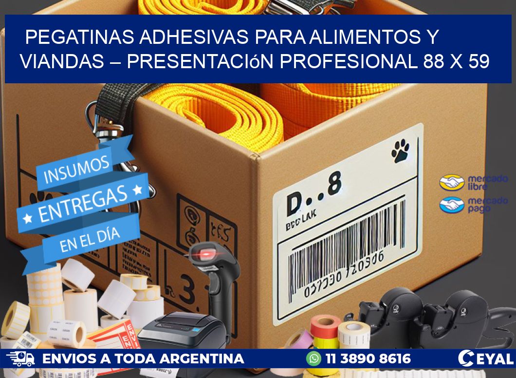 Pegatinas Adhesivas para Alimentos y Viandas – Presentación Profesional 88 x 59