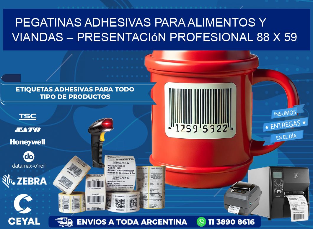Pegatinas Adhesivas para Alimentos y Viandas – Presentación Profesional 88 x 59