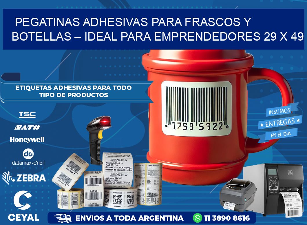 Pegatinas Adhesivas para Frascos y Botellas – Ideal para Emprendedores 29 x 49