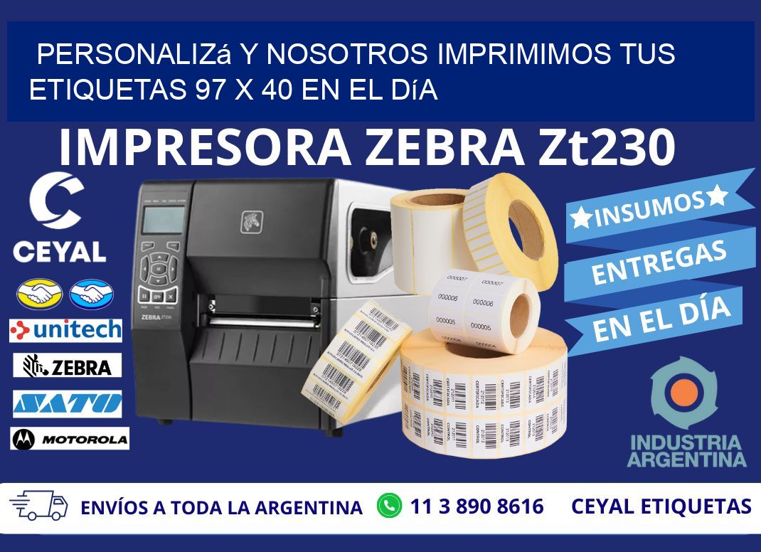 Personalizá y Nosotros Imprimimos tus Etiquetas 97 x 40 en el Día