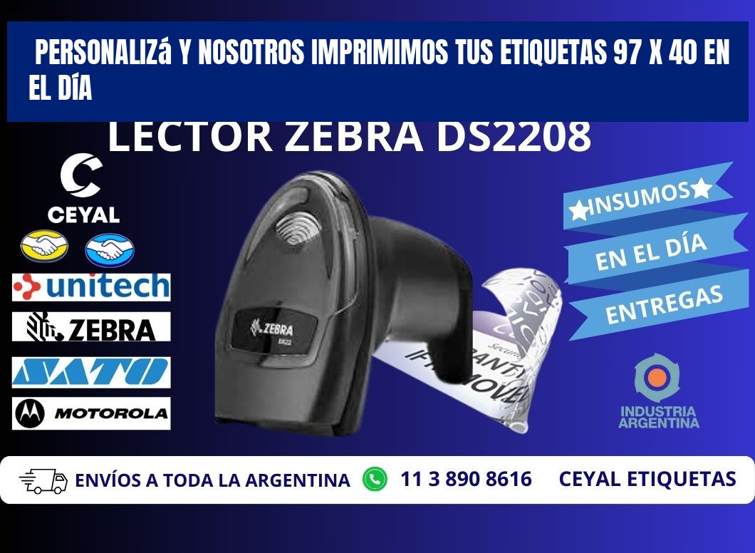 Personalizá y Nosotros Imprimimos tus Etiquetas 97 x 40 en el Día