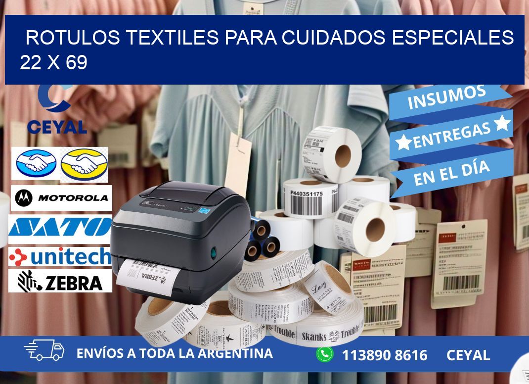 ROTULOS TEXTILES PARA CUIDADOS ESPECIALES 22 x 69