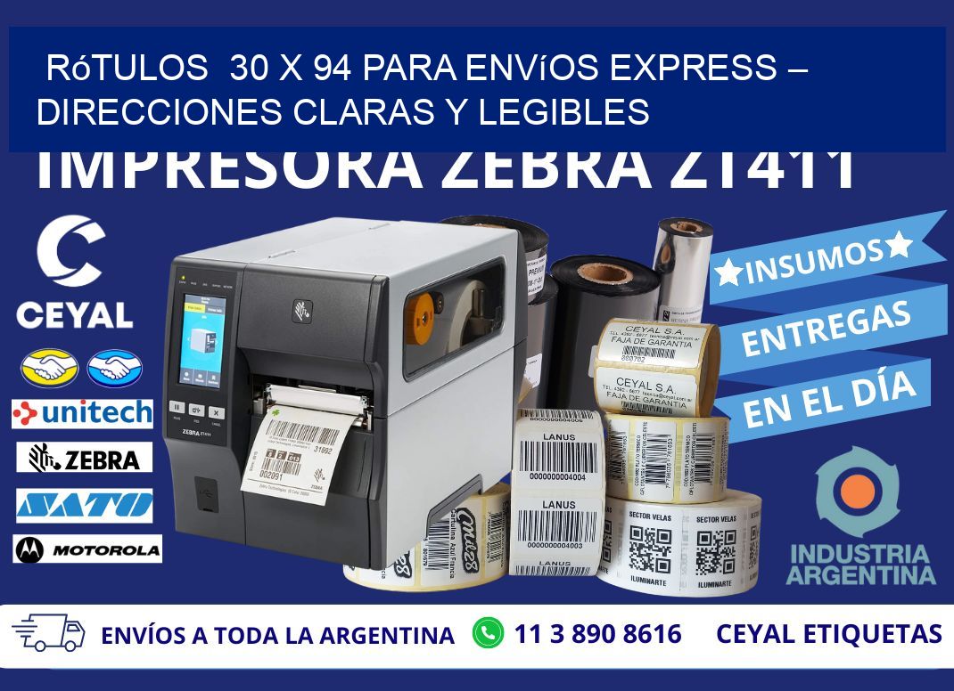 Rótulos 30 x 94 para Envíos Express – Direcciones Claras y Legibles