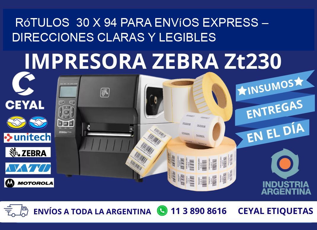 Rótulos 30 x 94 para Envíos Express – Direcciones Claras y Legibles