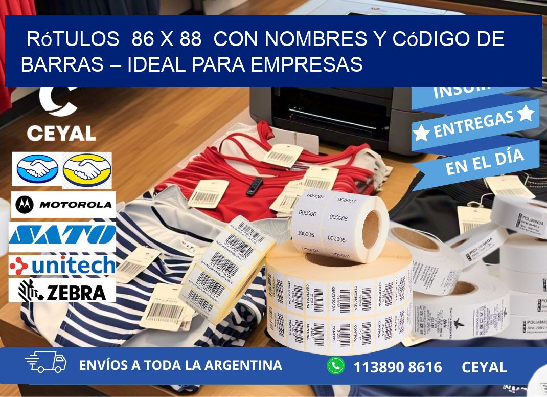 Rótulos 86 x 88 con Nombres y Código de Barras – Ideal para Empresas