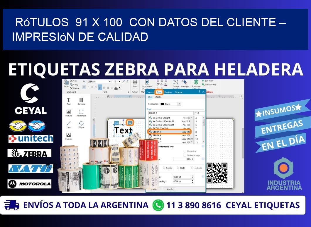 Rótulos 91 x 100 con Datos del Cliente – Impresión de Calidad
