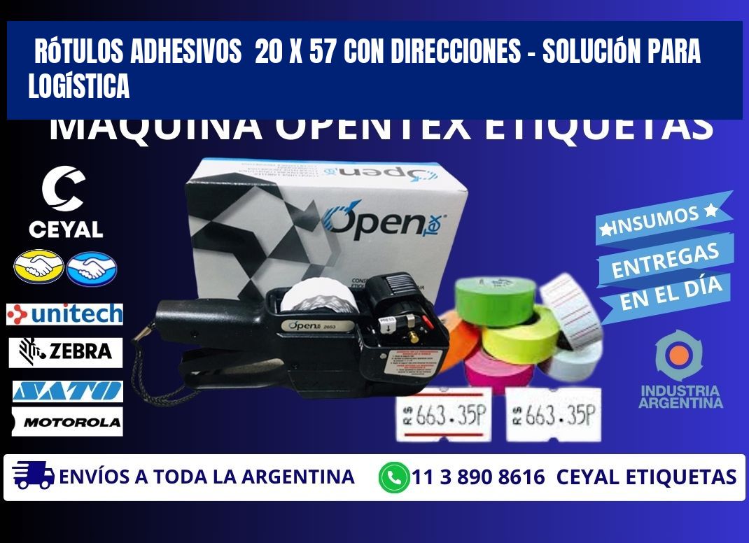 Rótulos Adhesivos  20 x 57 con Direcciones – Solución para Logística
