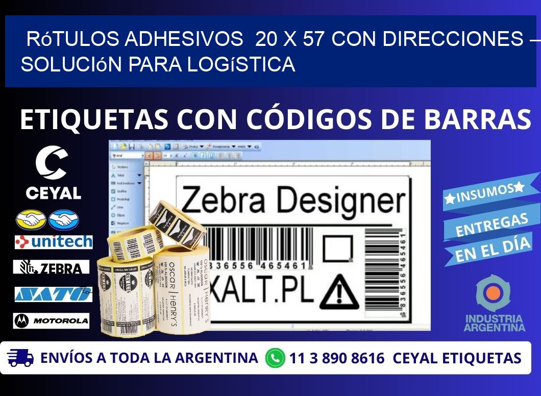 Rótulos Adhesivos  20 x 57 con Direcciones – Solución para Logística