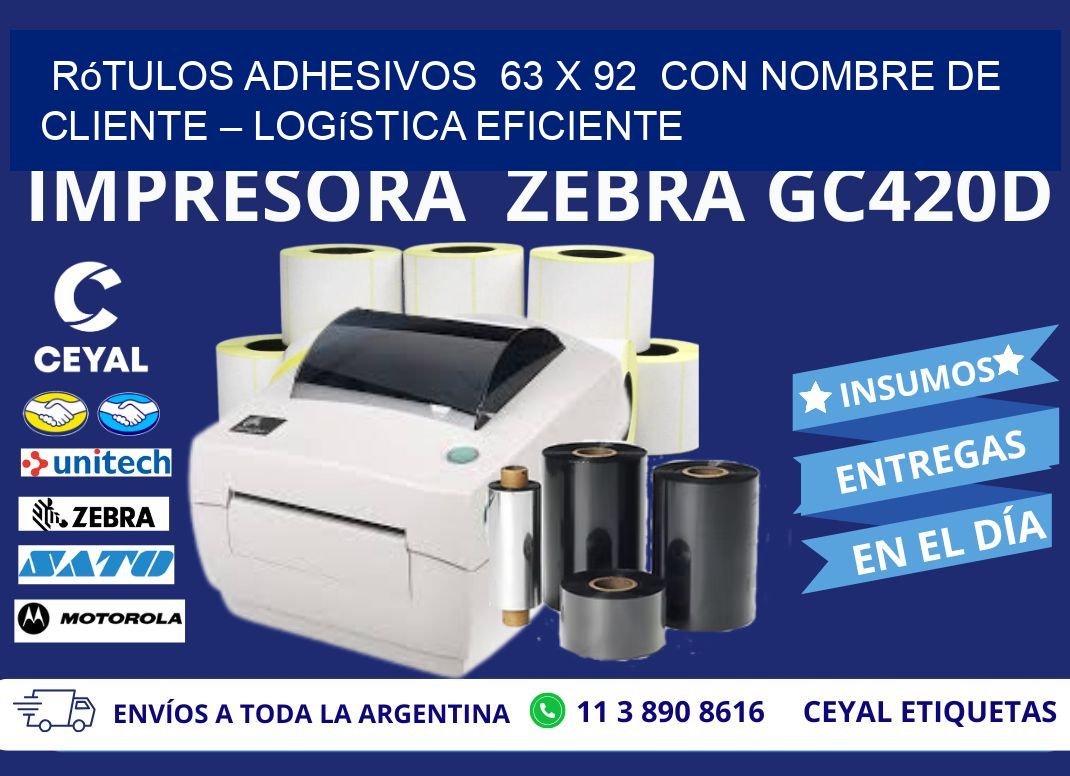 Rótulos Adhesivos 63 x 92 con Nombre de Cliente – Logística Eficiente