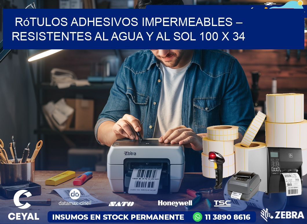 Rótulos Adhesivos Impermeables – Resistentes al Agua y al Sol 100 x 34
