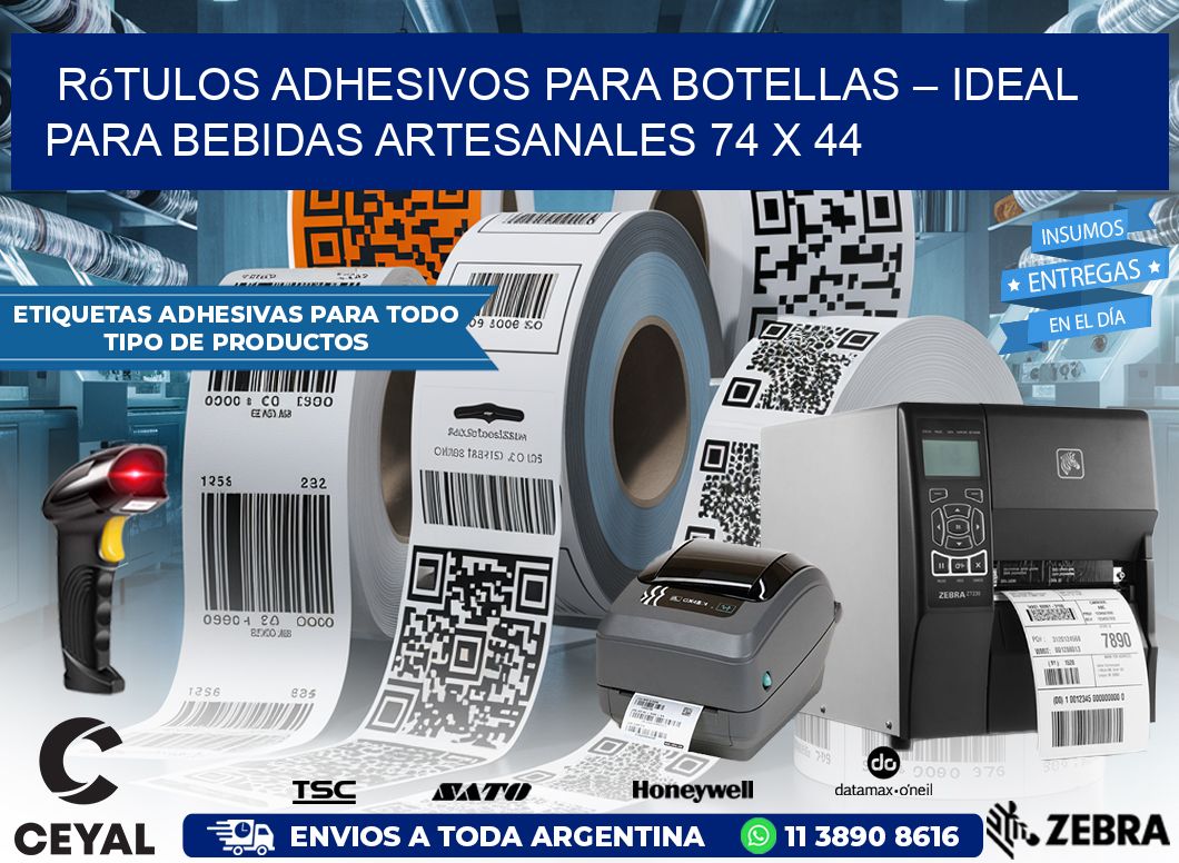 Rótulos Adhesivos para Botellas – Ideal para Bebidas Artesanales 74 x 44