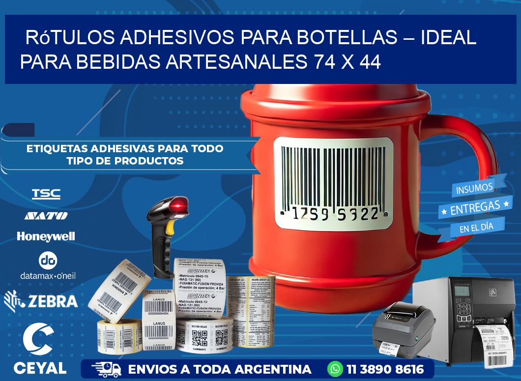 Rótulos Adhesivos para Botellas – Ideal para Bebidas Artesanales 74 x 44