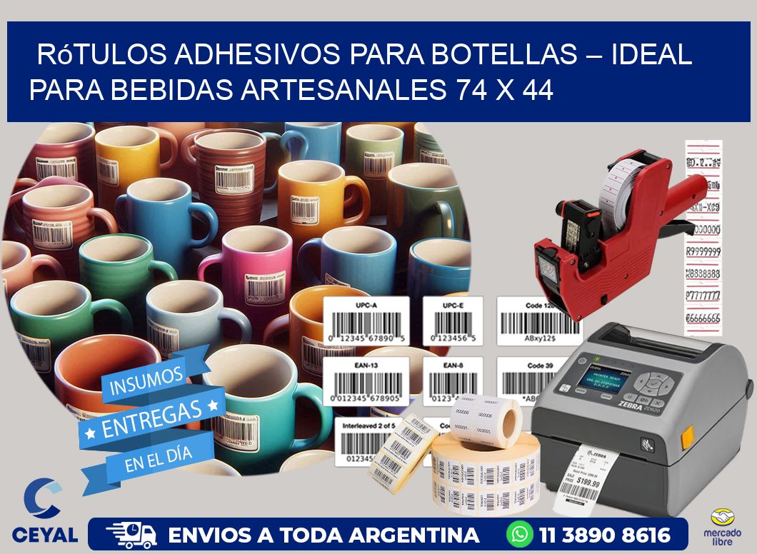 Rótulos Adhesivos para Botellas – Ideal para Bebidas Artesanales 74 x 44