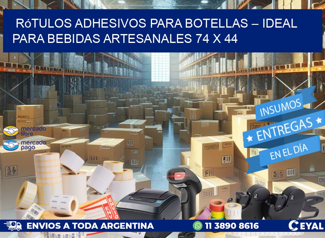 Rótulos Adhesivos para Botellas – Ideal para Bebidas Artesanales 74 x 44
