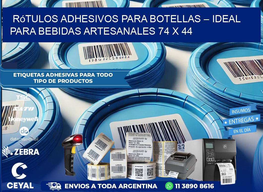 Rótulos Adhesivos para Botellas – Ideal para Bebidas Artesanales 74 x 44