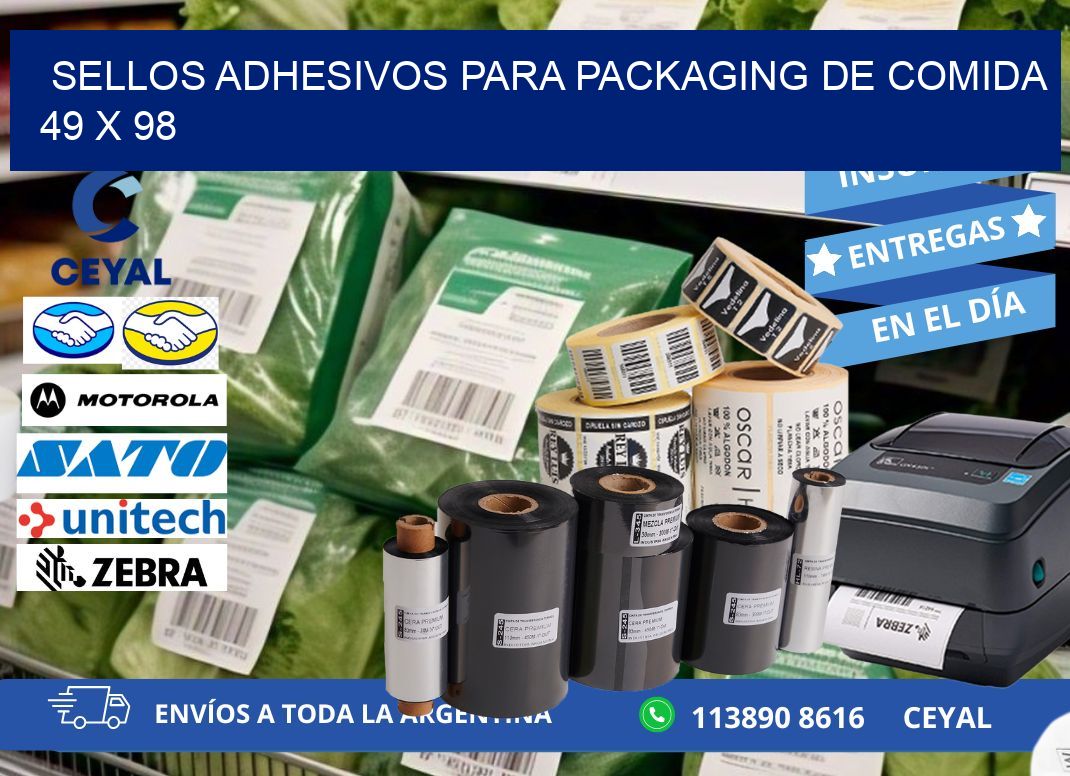 SELLOS ADHESIVOS PARA PACKAGING DE COMIDA  49 x 98
