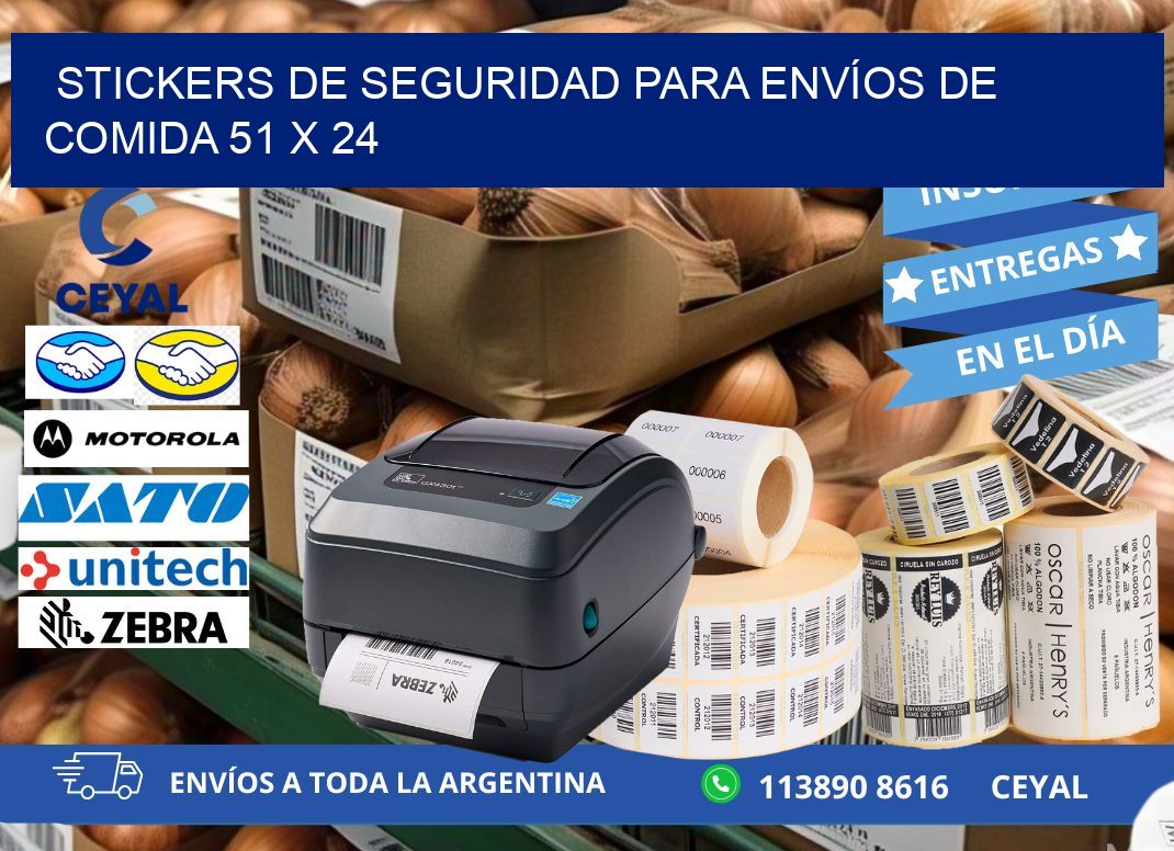 STICKERS DE SEGURIDAD PARA ENVÍOS DE COMIDA 51 x 24